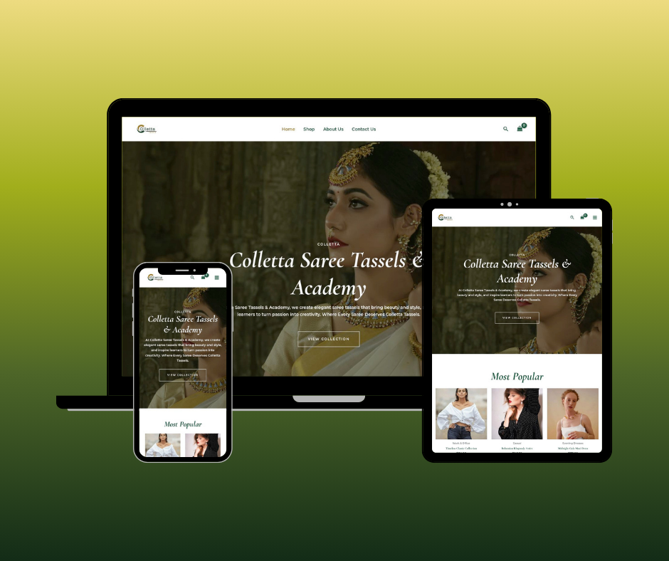Colletta Saree Tassels & Academy Website Design Portfolio