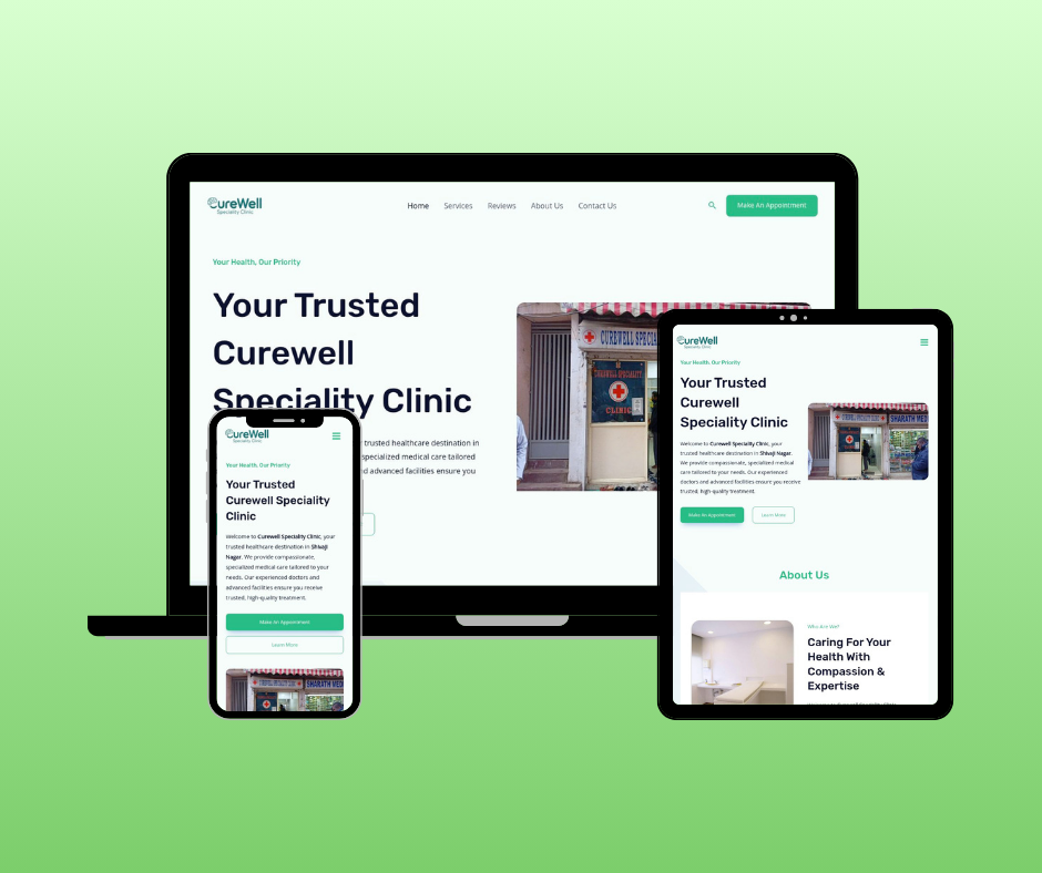 Curewell Speciality Clinic Website Design Portfolio