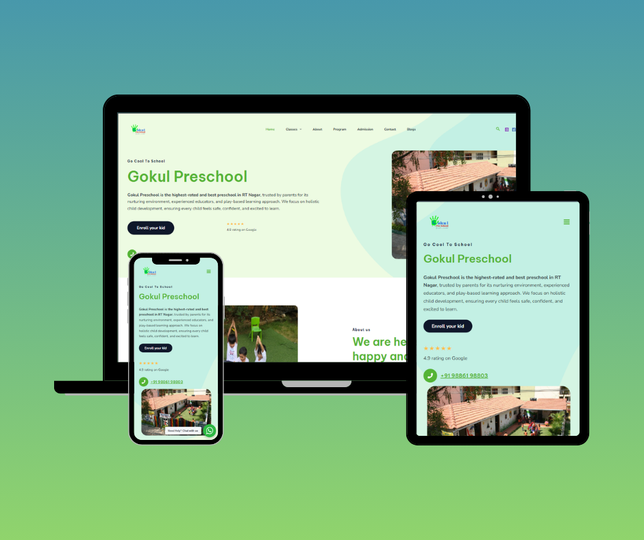 Gokul Preschool Website Design Portfolio
