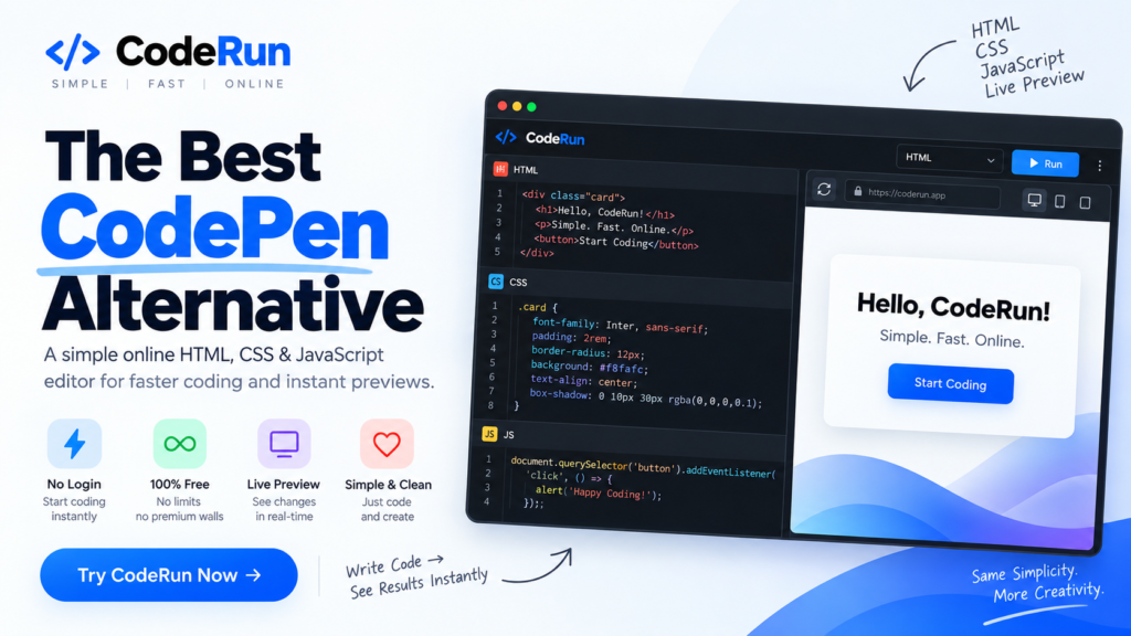 Best CodePen Alternative A Simple CodePen-Like Editor Best CodePen Alternative A Simple CodePen-Like Editor